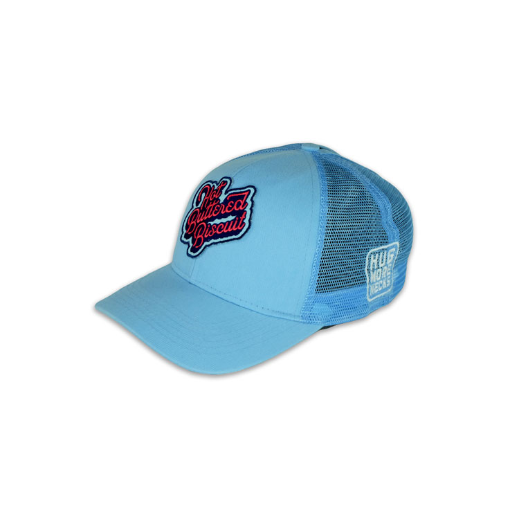Ponytail Trucker Hat Snapback, Light Blue