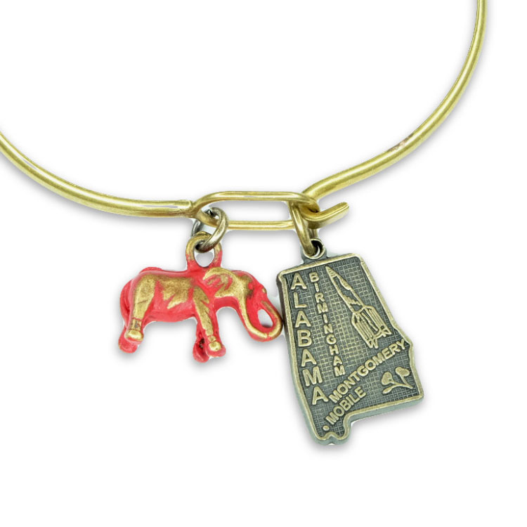 Alabama Bronze Charm Bracelet with Elephant