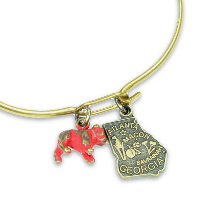 Georgia Bronze Charm Bracelet with Bulldog